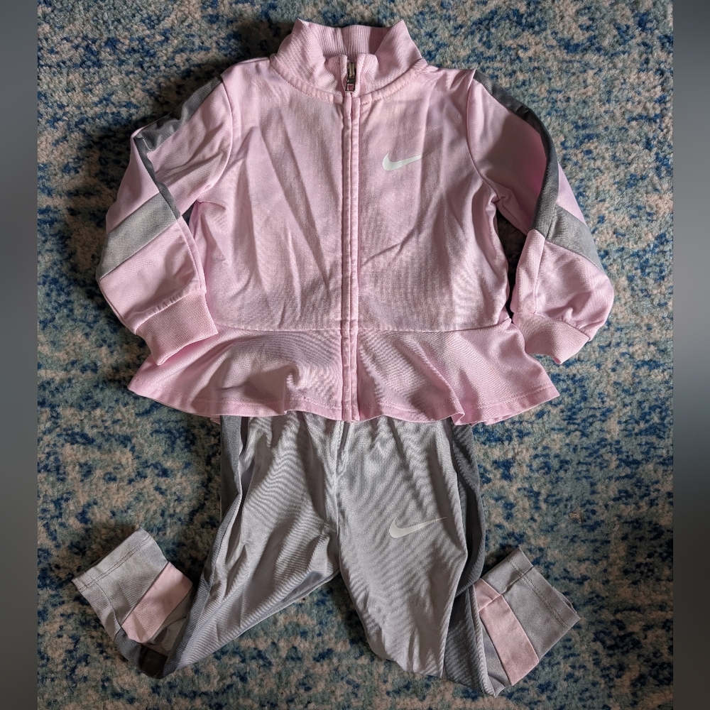 Nike Kids Pink and Gray Tracksuit